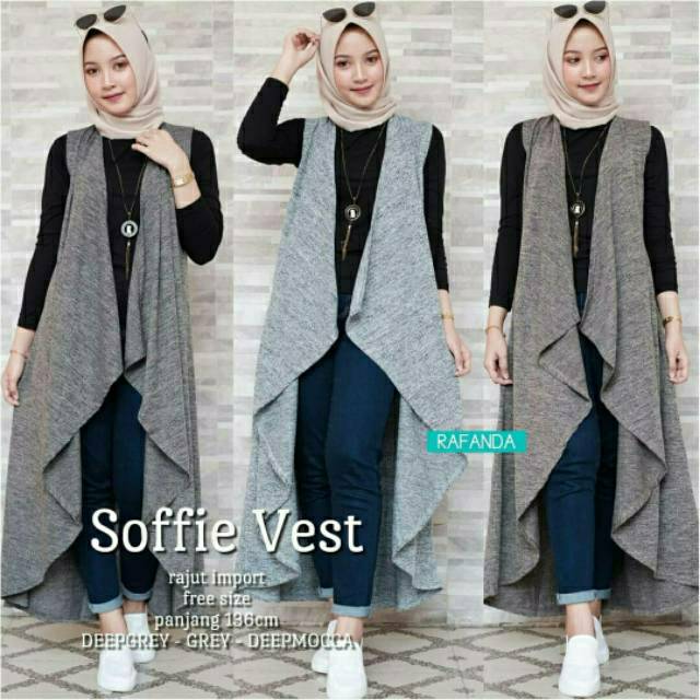 Soffie Vest, VEST RAJUT WANITA JUMBO FIT XXL Ld 100-120 BAHAN RAJUT IMPORT TERMURAH KEKINIAN OOTD SUPER CANTIK TERLARIS