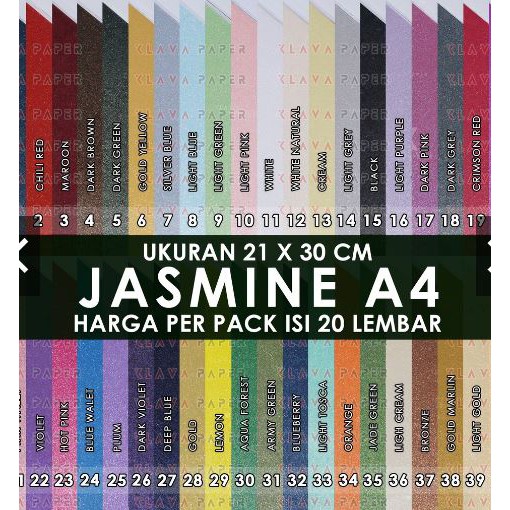 

Kertas Jasmine A4 Per Pack, Kertas Undangan Kerajinan Paper Flower, Sertifikat, KLAVA