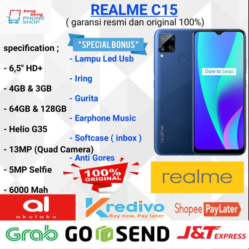 REALME C15 RAM 4/64GB & 3/32GB GARANSI RESMI REALME  INDONESIA - HP REALME C15