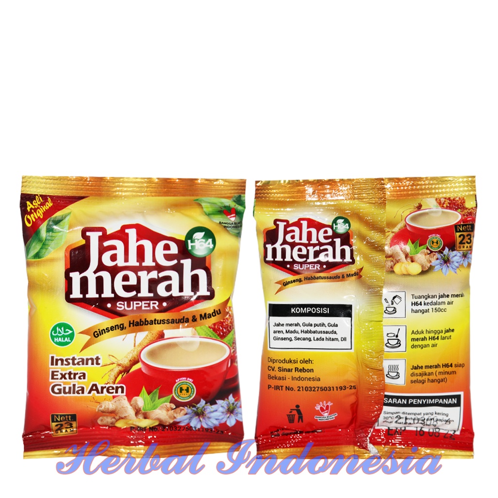 Jahe Merah Super plus ginseng habbat madu H64  | Jahe Merah Instan extra Gula Aren