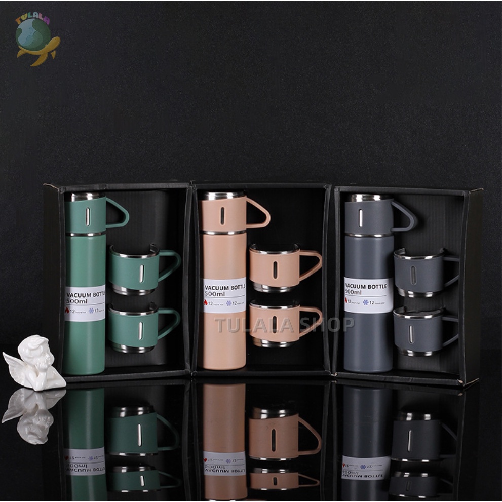 [TTULALA SHOP]Botol Minum Cangkir Premium 500 ML Panas Dingin / Termos Sultan Vacuum Flask Set