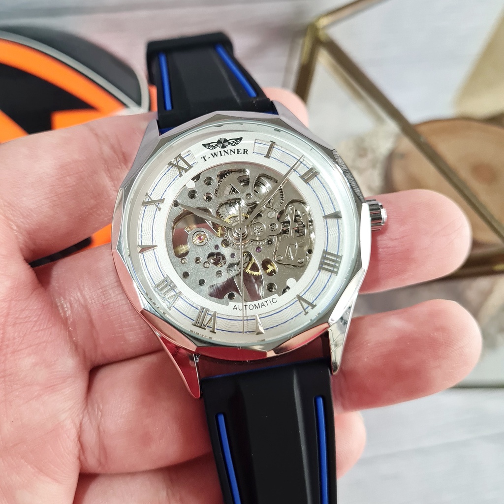 (COD) Jam Tangan Pria Original T-WINNER Spirit Automatic Otomatis Mechanical Mekanik Skeleton Manual