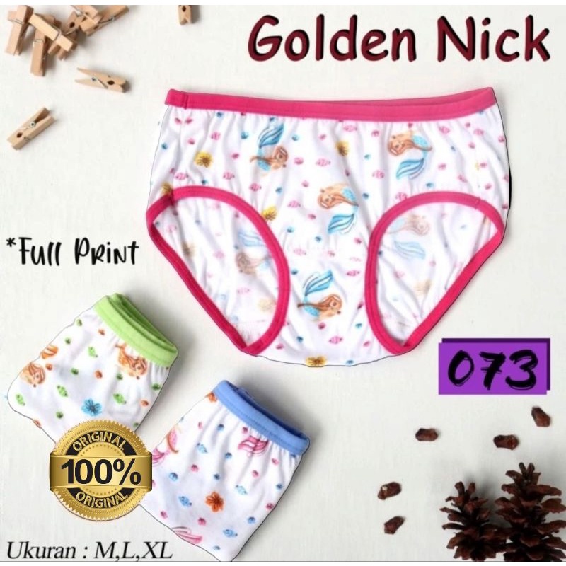 [ 3 Pcs ] CD Anak GOLDEN NICK Girl 073 Box Ungu | Motif Print Mermaid | Celana dalam anak