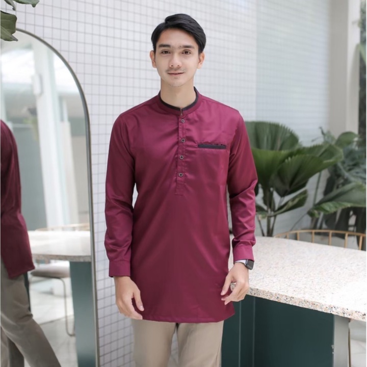 Baju Koko Kurta Pakistan Lengan Panjang White | Baju Muslim Pria | Koko Kurta Dewasa | Baju Koko Pria Dewasa