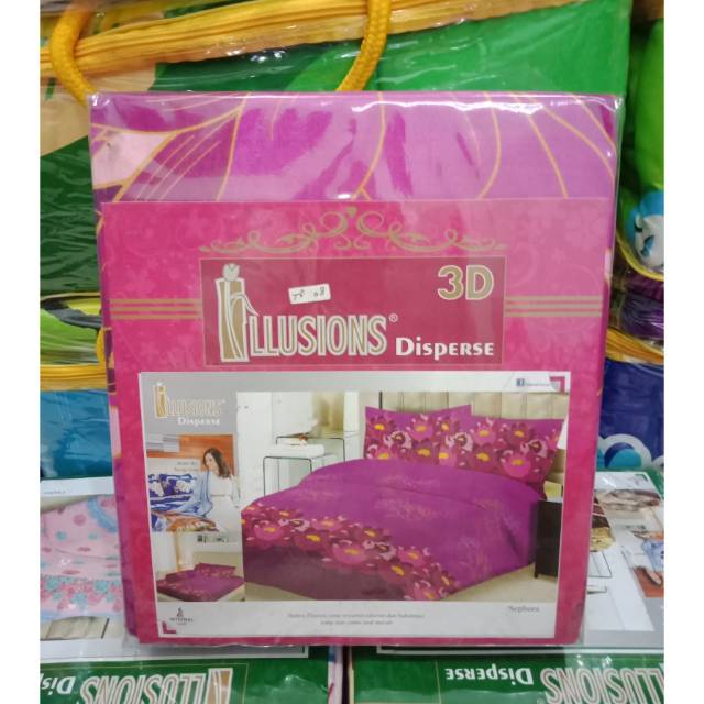 Sprei Illusions Queen 160x200 cm 3D 3in1 Disperse Kualitas Premium