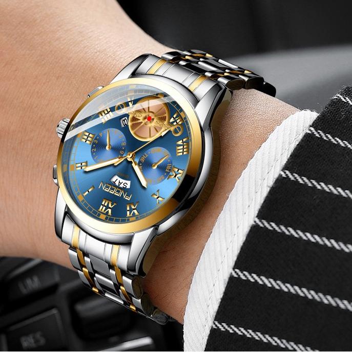 Termurah KODE-597 FNGEEN Jam Tangan Pria  Kronograf Luxury Sport Quartz Business Waterproof Casual