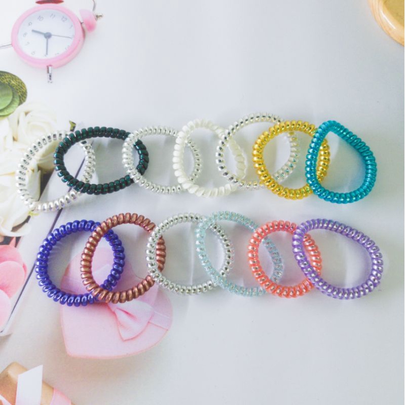 Ikat Rambut Spiral Kuncir Rambut Kabel Telepon-Kilap medium
