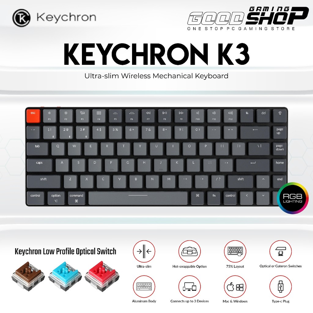 Keychron K3 HOTSWAP RGB Low Profile - Wireless Mechanical Keyboard