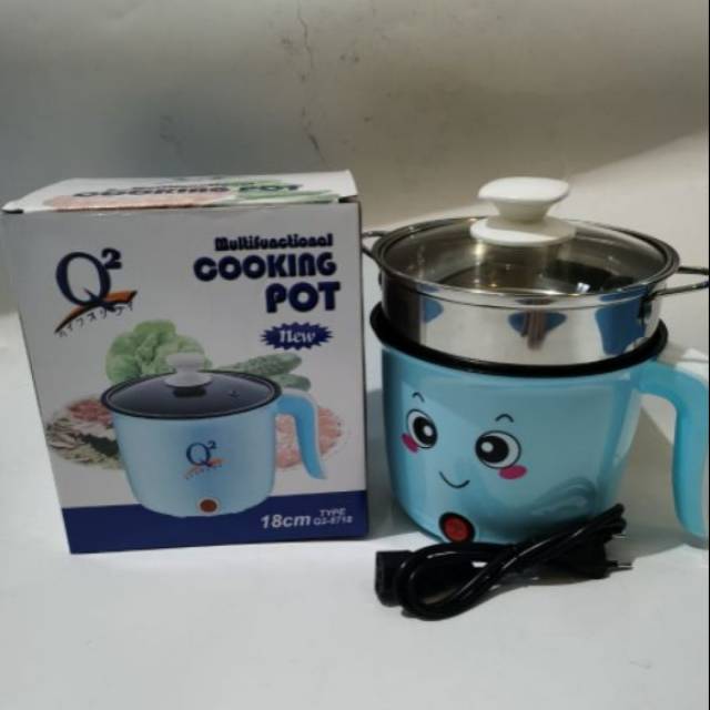 Panci Kukus Elektrik Q2-8718 Cooking Pot Multifungsi 18cm