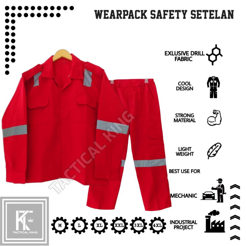 Setelan Wearpack Safety / 1 Set Kemeja Atasan dan Celana Safety / Seragam Proyek