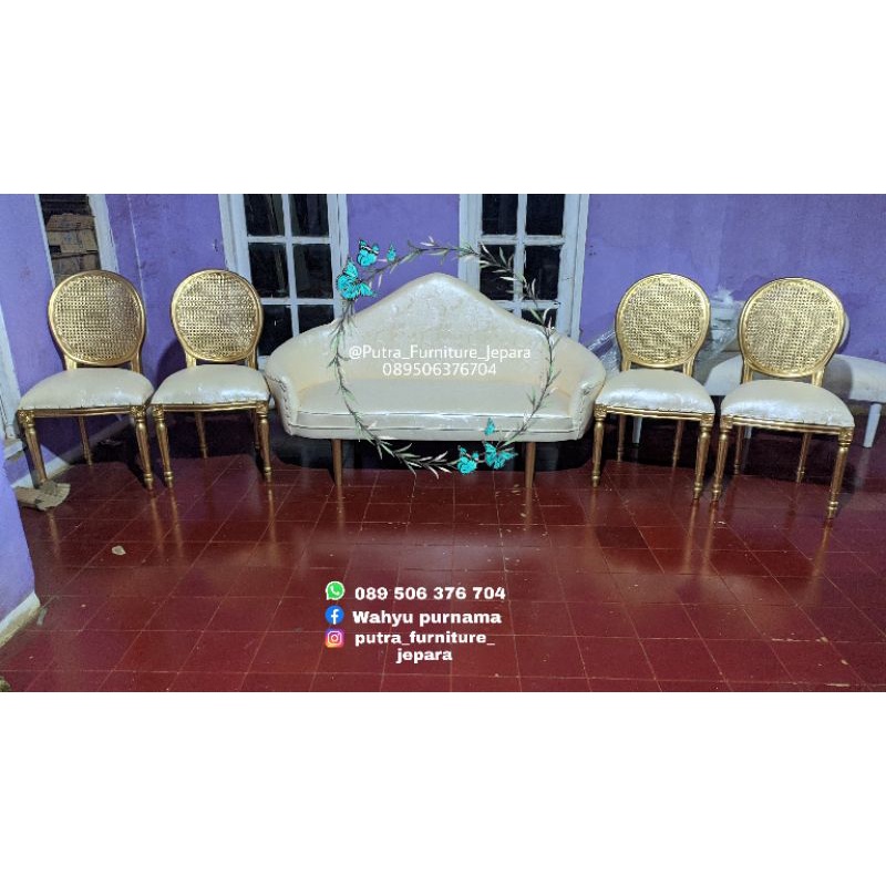 [SOFA PELAMINAN] Sofa kepinting set kursi rotan