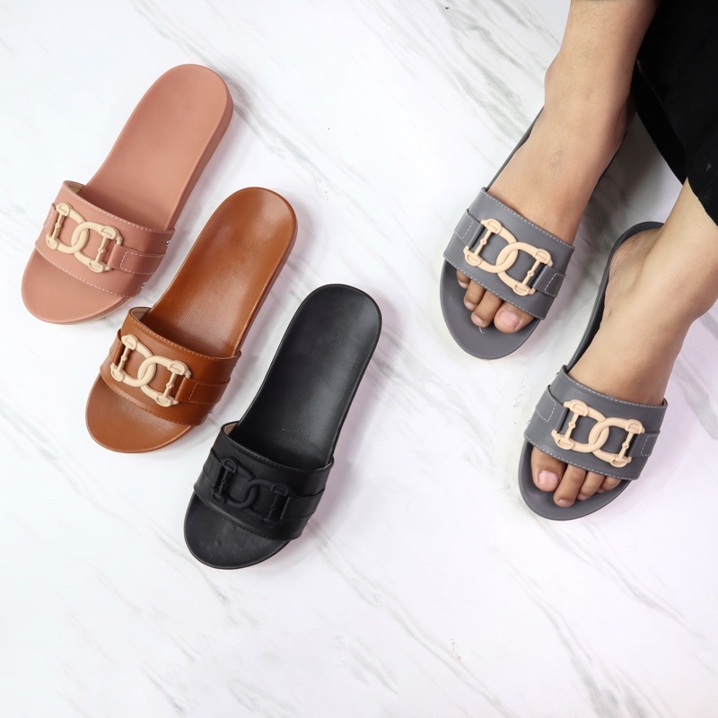 ( LADY 1638 ) SANDAL FASHION WANITA PREMIUM BAHAN BOTEGA SLOP