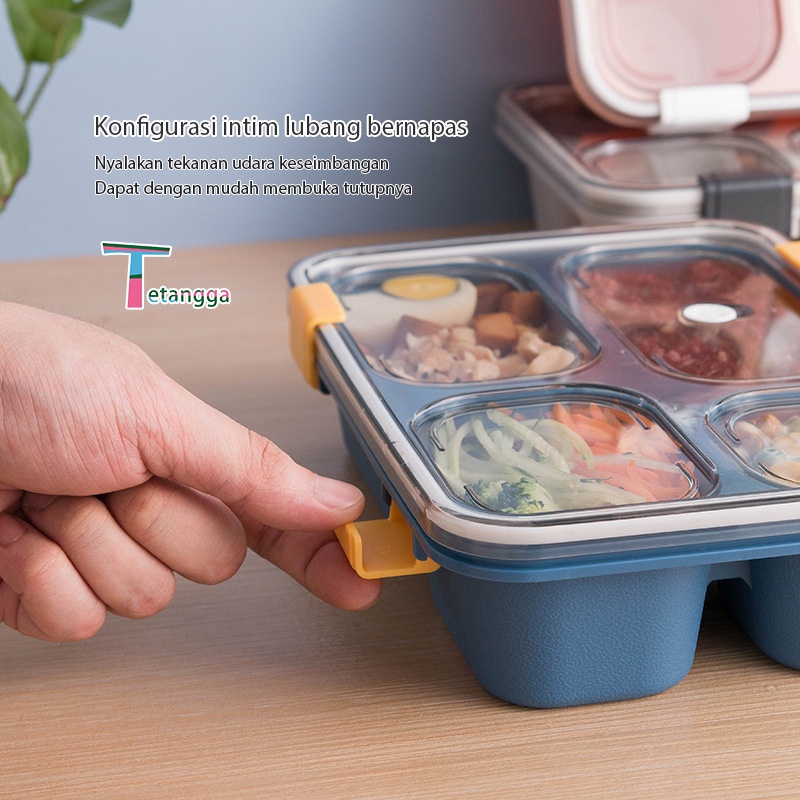 Lunch Box /3/4 Grid tempat makan Dengan Dengan Kotak Sup Dan Sendok Gratis/1250ml kotak bekal