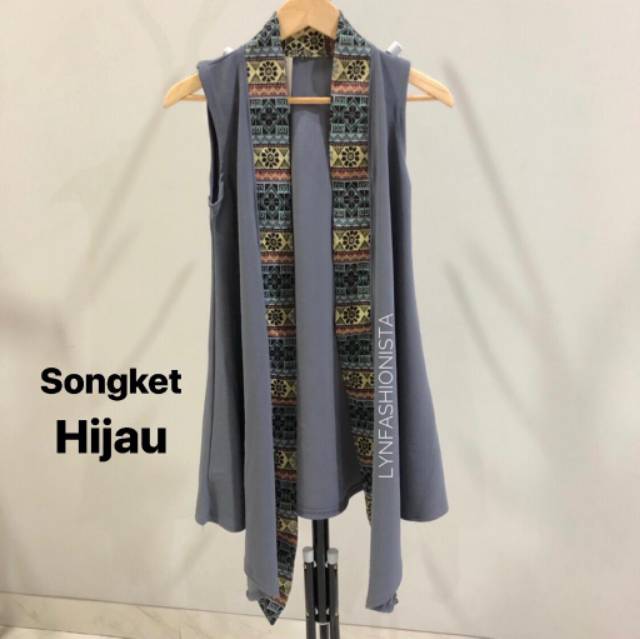 LYNFASHIONISTA-OUTER WANITA MUSLIM MOTIF SONGKET/KARDIGAN BOHEMIAN ETNIK BATIK MURAH/50