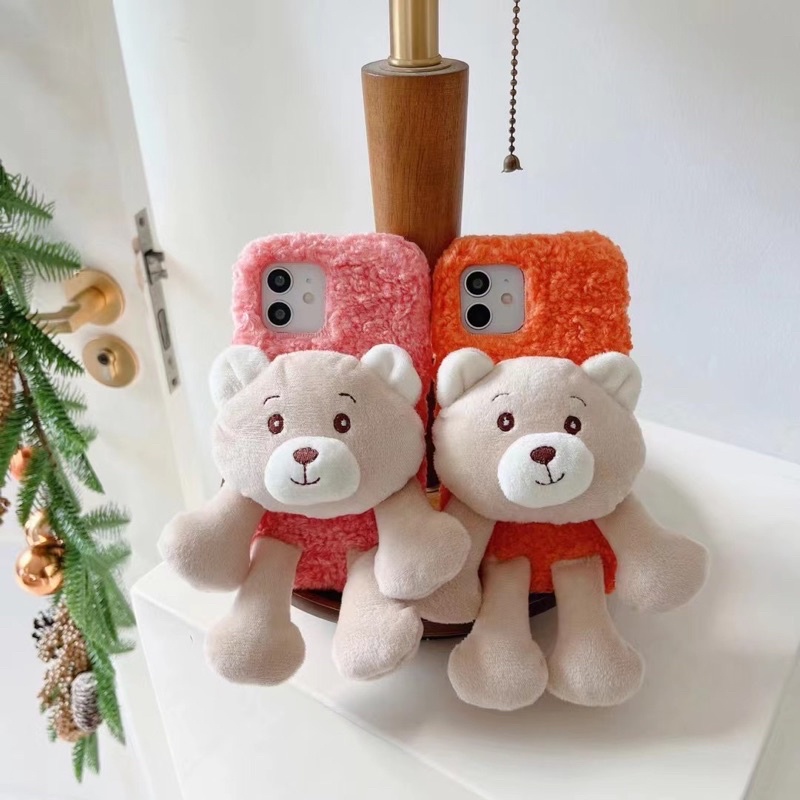 Furry Korean Doll Case ALL PHONE TYPES Iphone 14 13 Pro Max Samsung A73 A52 A52 A33 A32 A23 Oppo A57 A92 Reno 7 6 5 Realme 8 9