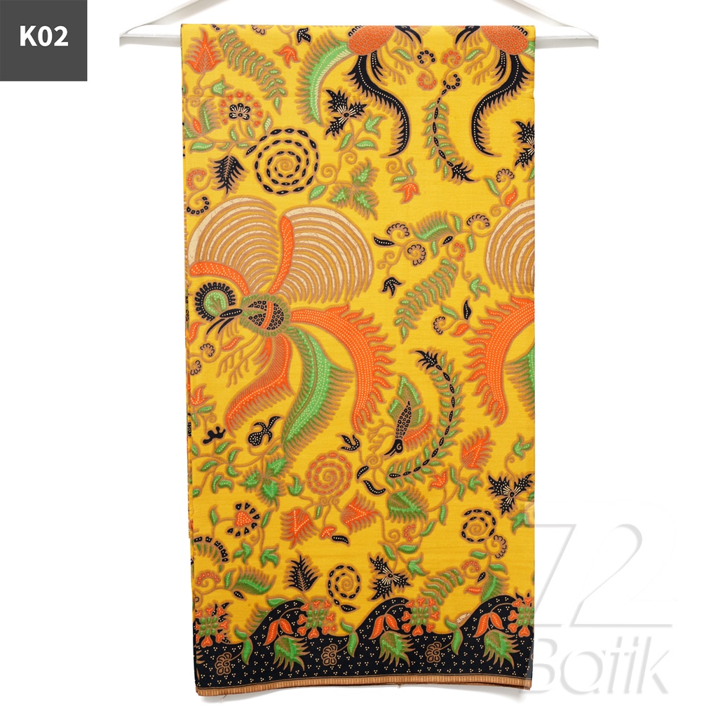 KAIN BATIK PREMIUM Bahan Katun Motif Burung Titan Warna Kuning 722102 Cap 72 Jarik Jarit Samping Kebat Panjang Batik Katun Modern Premium Bahan Seragam Batik Pernikahan Kantor Keluarga Murah Kamen Jadi Batik Bali Lembaran