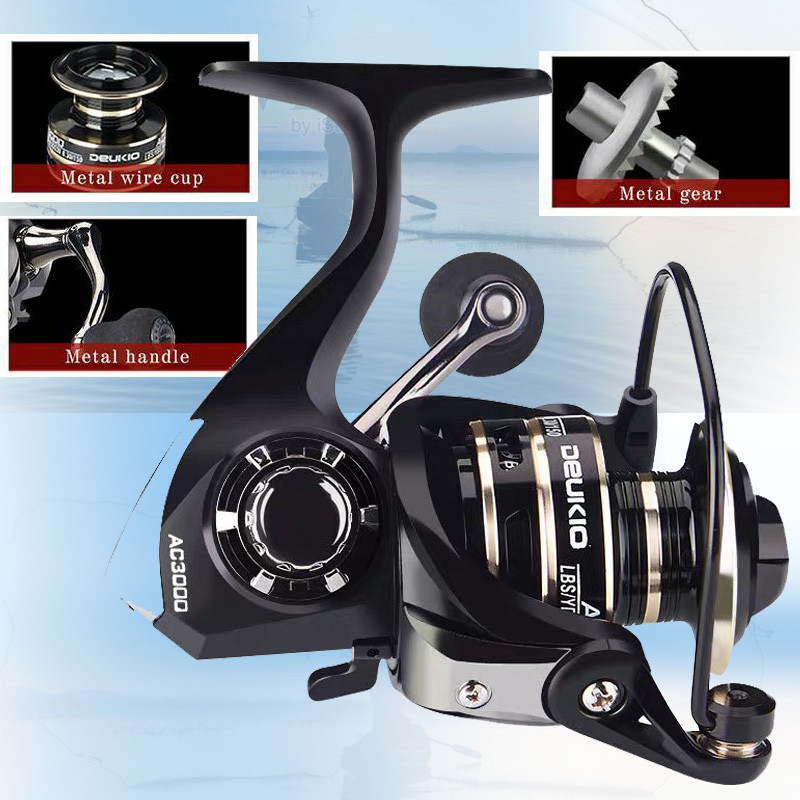 Reel Pancing  AC2000-7000 Metal Spool Reel Max Drag 10kg Pancing Putar Spinning Fishing Reel with free bait