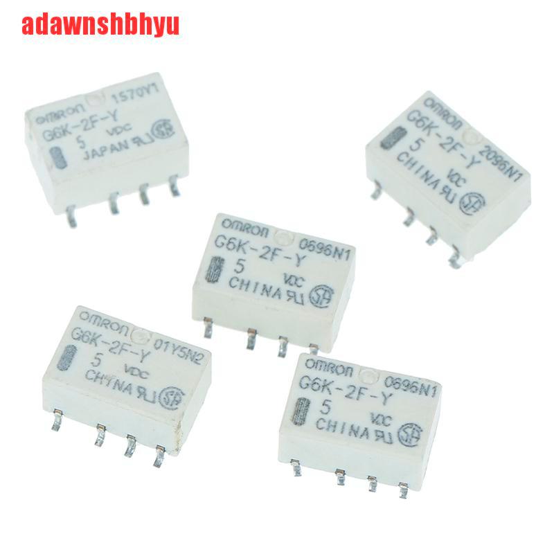 5pcs Relay Sinyal 8pin Dc 5v Smd G6K-2F-Y Untuk Omron