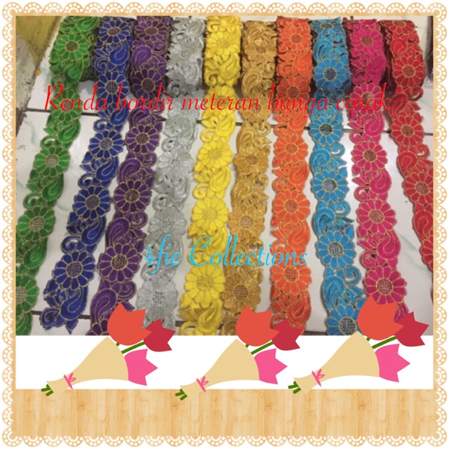 Renda bordir meteran bunga corak