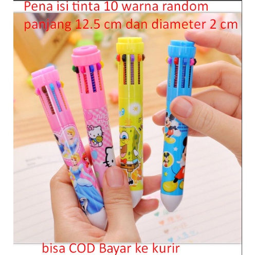 

Pena isi tinta 10 warna random panjang 12.5 cm dan diameter 2 cm