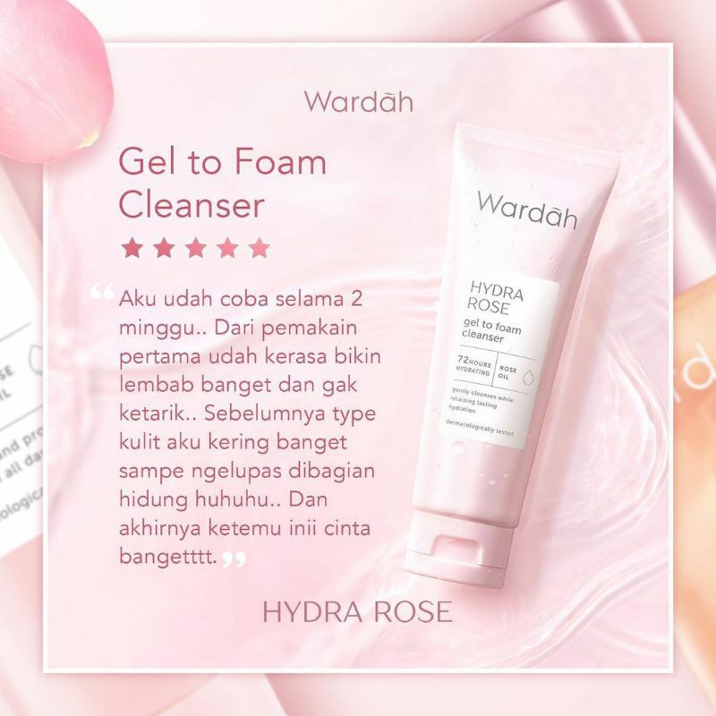 Wardah Hydra Rose Gel to Foam Cleanser - Dewy Aqua Day Gel - Moisture Rich NIght Gel