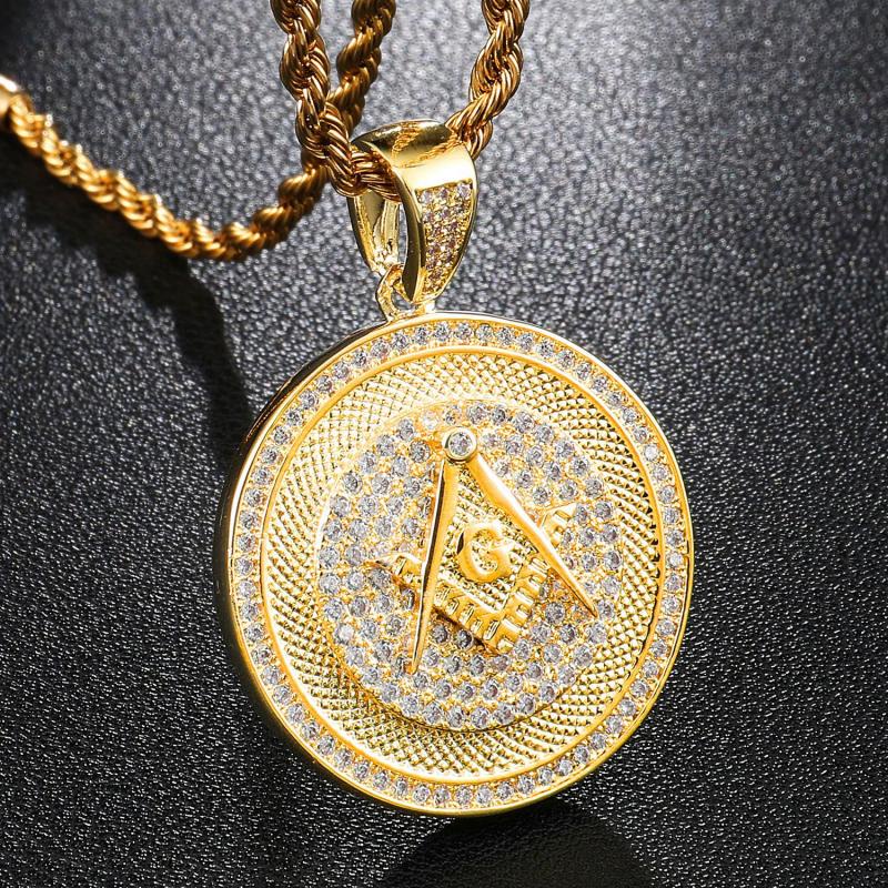 Kalung Rantai Dengan Liontin Batu Zircon Masonic Untuk Wanita