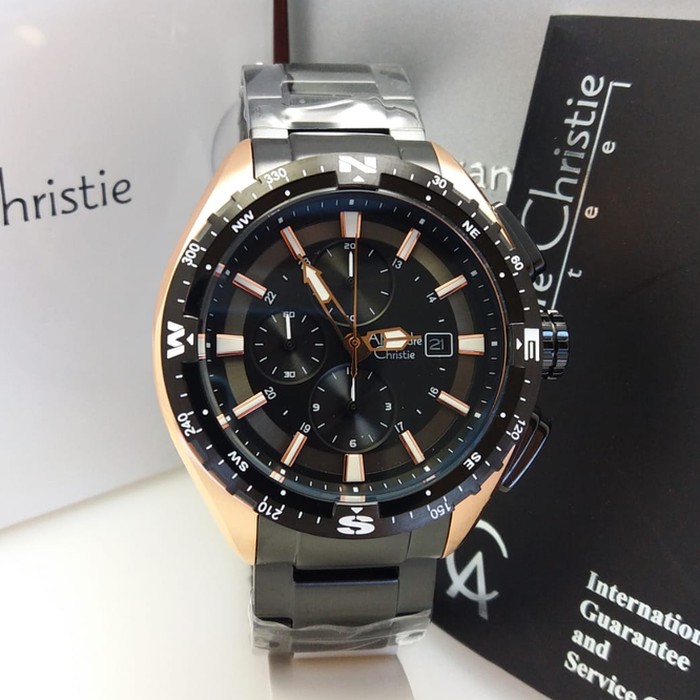 JAM TANGAN PRIA ALEXANDRE CHRISTIE AC 6436 ROSEGOLD BLACK ORIGINAL BERGARANSI