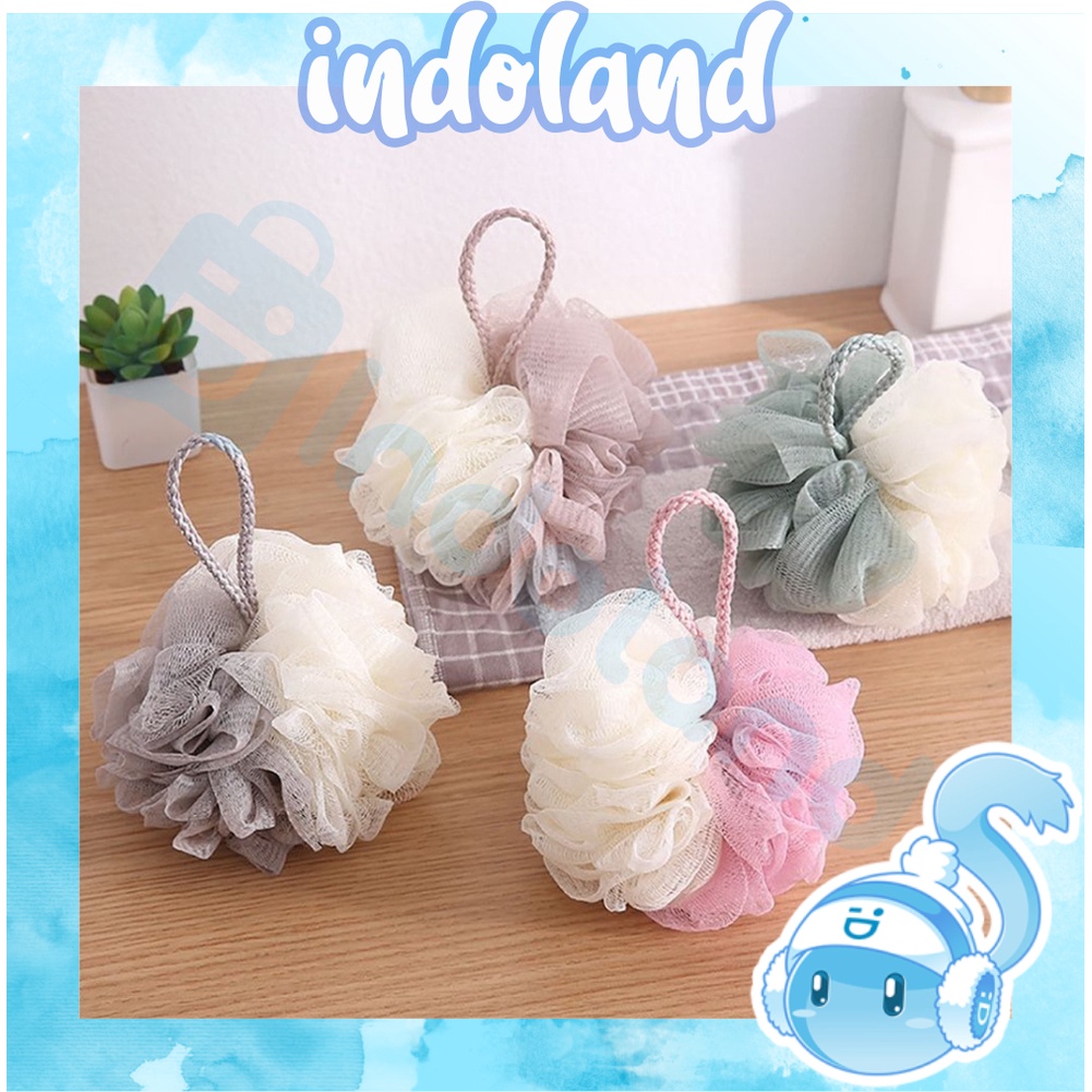 ☀INDOLAND☀ Shower Puff Spons Mandi Besar Pengangkat Daki Sponge Busa Bagus Bulat COD JAKARTA  R599