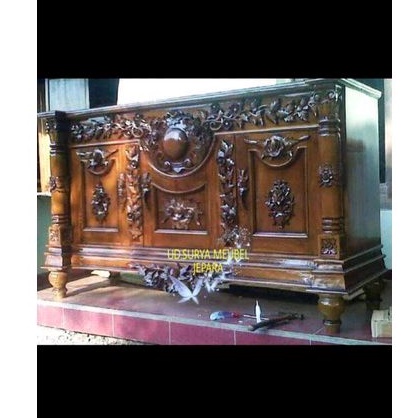 Bufet Bupet dipet rak tv meja konsol tv almari lemari tempat tv ukir kayu jati