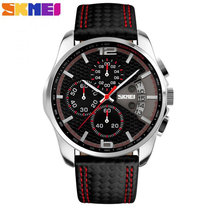 JAM TANGAN Jam Tangan Pria Kulit Asli Original SKMEI Casual Anti Air Elegan Mewah - Kuning SKMEI