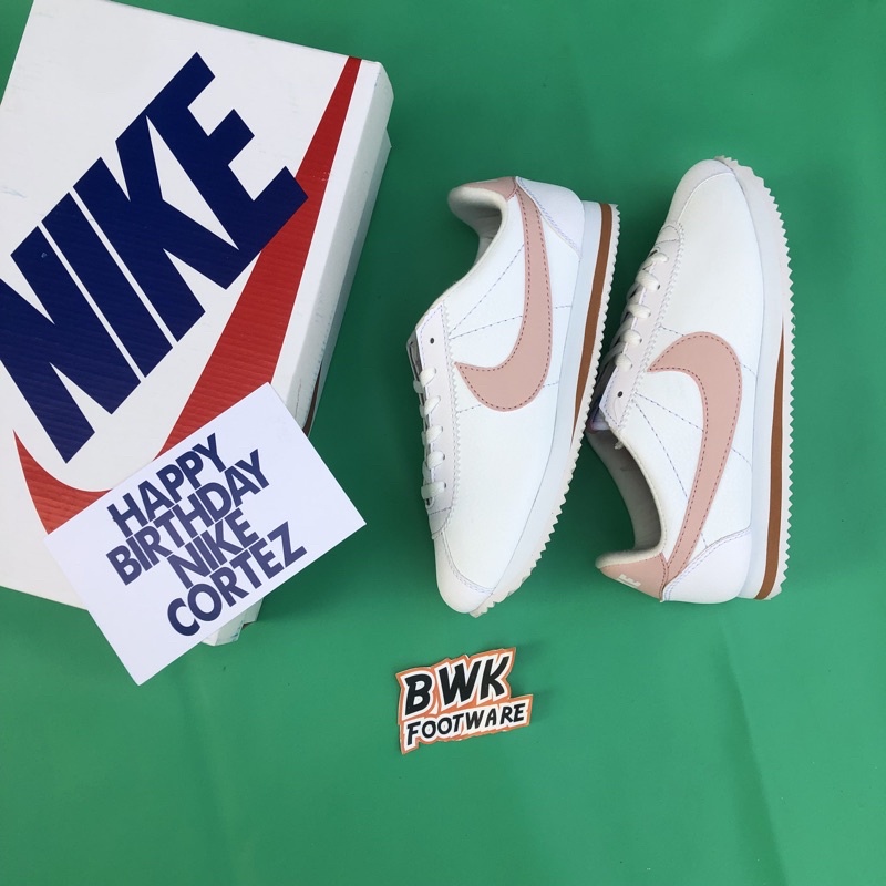 (Cod) SEPATU NIKE CORTEZ XLV BNIB MADE IN INDONESIA SEPATU SNEAKERS WANITA-Putih pink