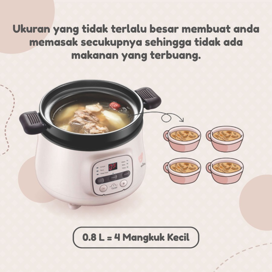 Makassar ! Slow Cooker Non Stick Claypot EMILY 0.8 L ( ESC 35004 )
