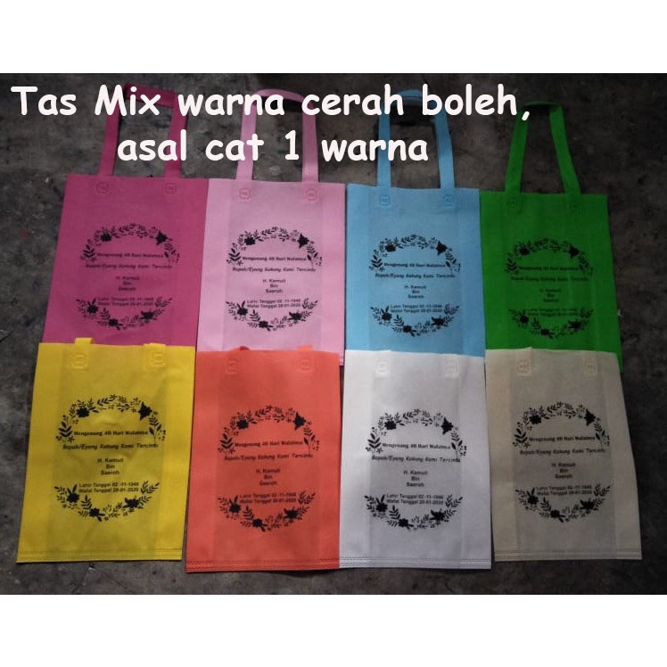 Tas Spunbon Sablon TAHLILAN / Tas Mengenang kematian / Tas Haul / Tas souvenir Tahlil tas mengenang 