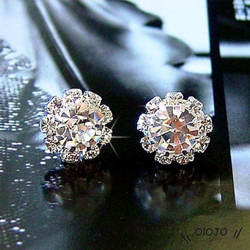 Stud Earrings Romantic Crystal Flower Earrings Perhiasan Pernyataan Untuk Wanita - ol