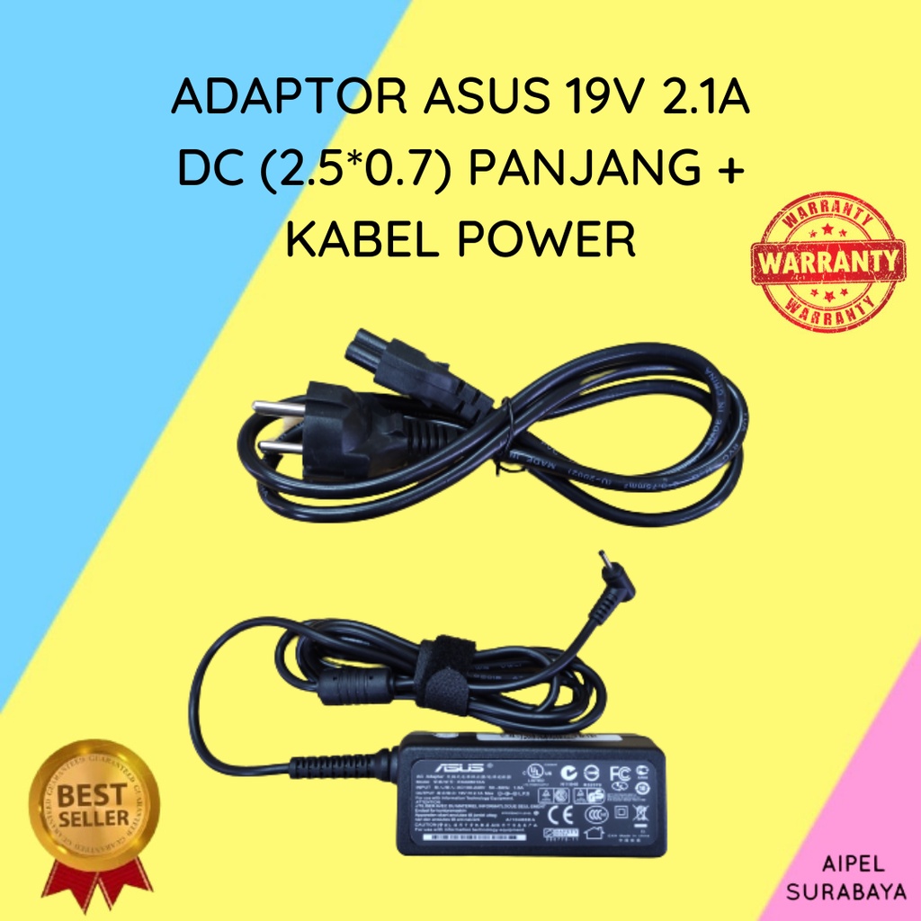 ASUS19212507PKP | ADAPTOR ASUS 19V 2.1A DC (2.5*0.7) PANJANG + KABEL POWER