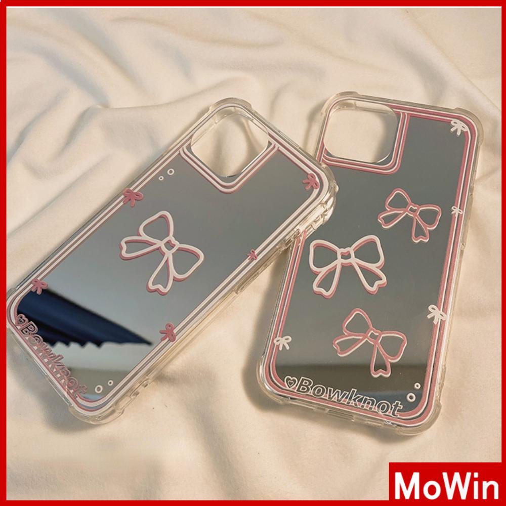 iPhone Case Acrylic Luxury Makeup Mirror Airbag Shockproof Protection Camera Pink Bow Cute Compatible For iPhone 11 iPhone 13 Pro Max iPhone 12 Pro Max iPhone 7 Plus iPhone xr