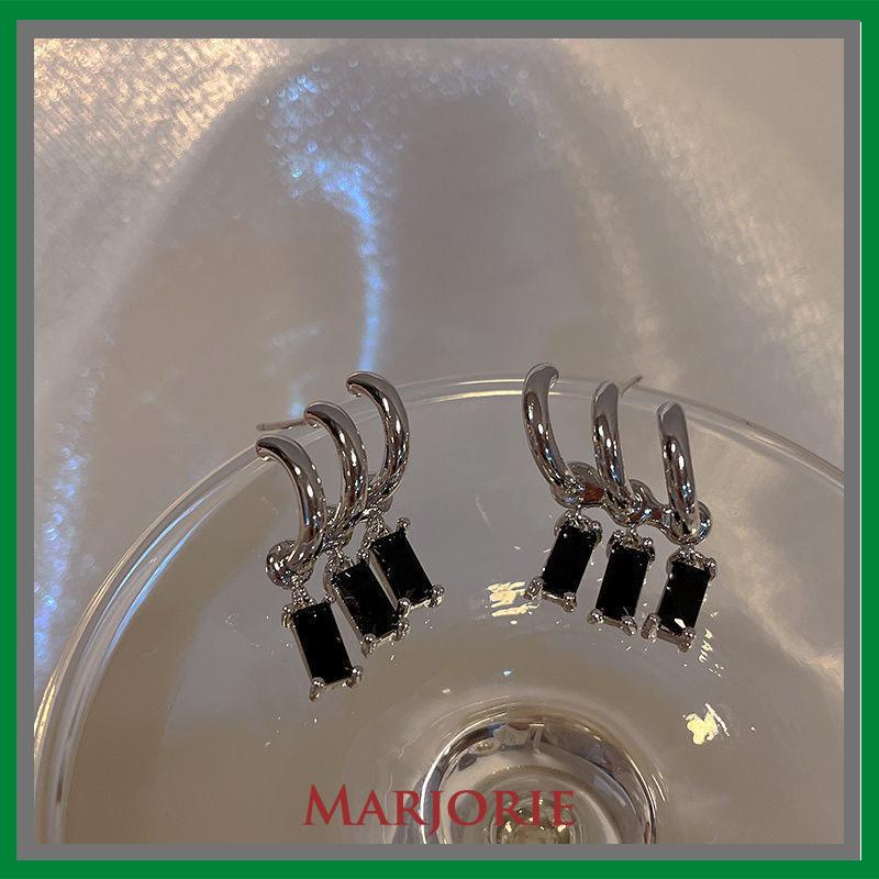 Anting Pejantan Zirkon Gelap Wanita Manis Keren Gaya Niche Design Personality Earrings-MJD