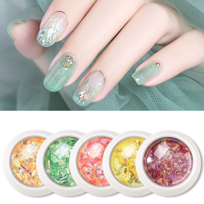 Jual Fullbeauty 1pcs Holographic Nail Glitter Sequins 3D Irregular Broken  Glass Paper Gold Nail Art Foil Transfer Flakes Manicure Decoration For  Coffin Fake Nails Beauty | Shopee Indonesia