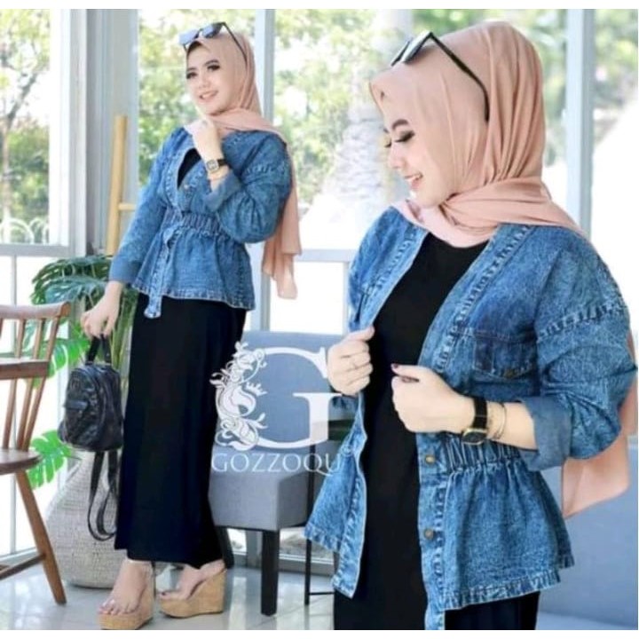 [COD] outer // cardiga // kimono jeans // denim blazer jumbo wanita // lengan panjang // oversize // murah // kekinian