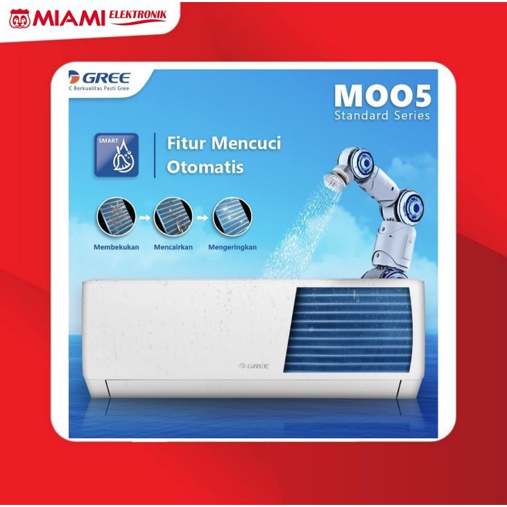 GREE AC STANDARD - AC 1 PK - GWC-09MOO5(S) / GWC09MOO5S - PUTIH (Indoor &amp; Outdoor)