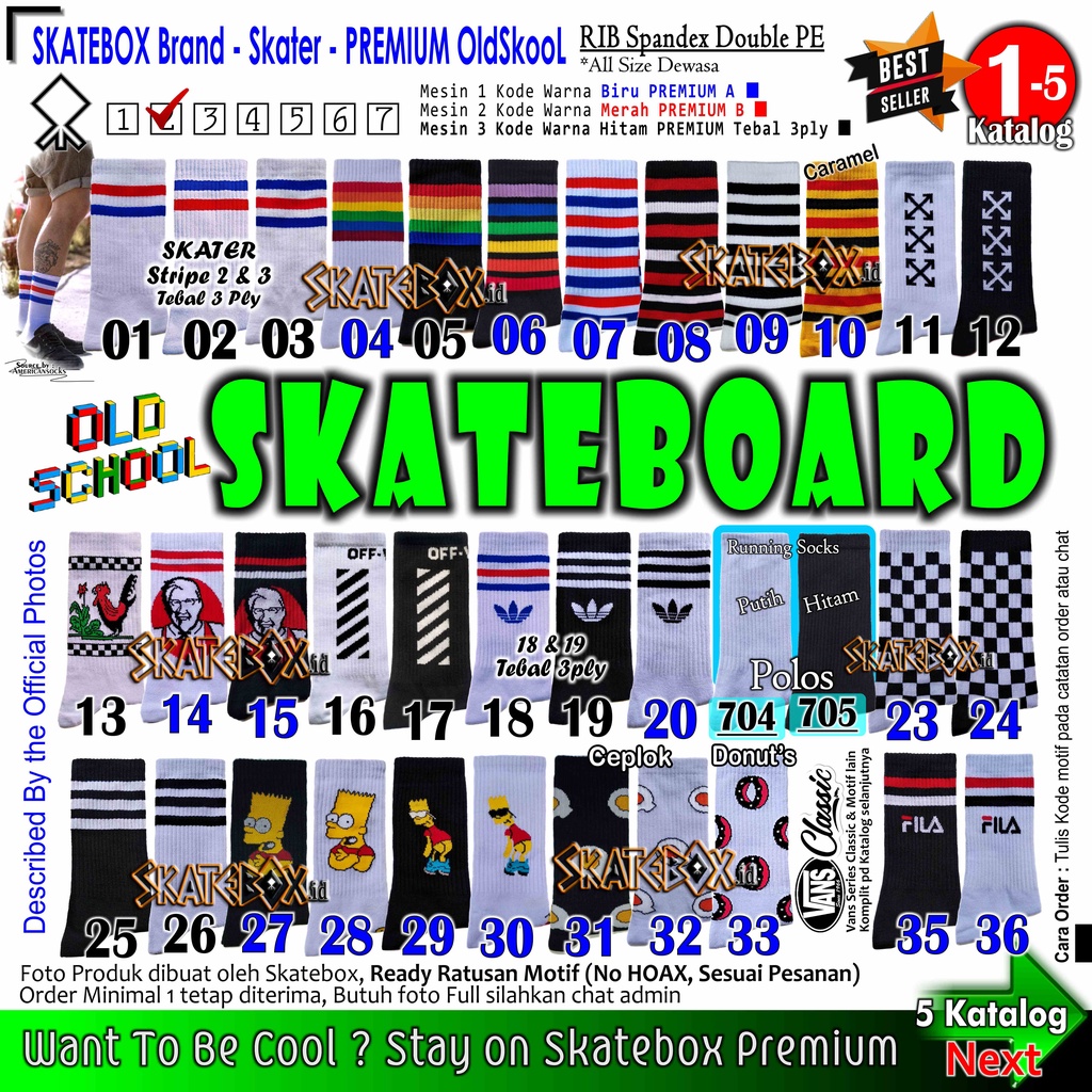 SKATEBOX PREMIUM SESUAI PILIHAN Kaos Kaki Old School Motif Sneakers Terbaik Skate Indie Tribal-1