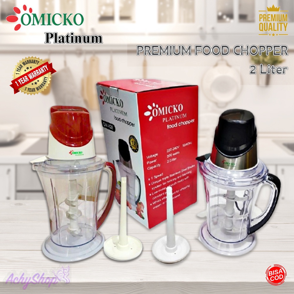 Omicko Platinum Blender Daging Bumbu Food Chopper Premium Elektrik 2 Liter 6 Mata Pisau GARANSI RESM