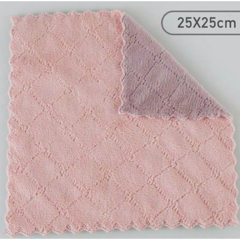 KAIN LAP PIRING ANTI MINYAK 25 X 25 CM KAIN LAP MICROFIBER CORAL FLEECE SERBAGUNA