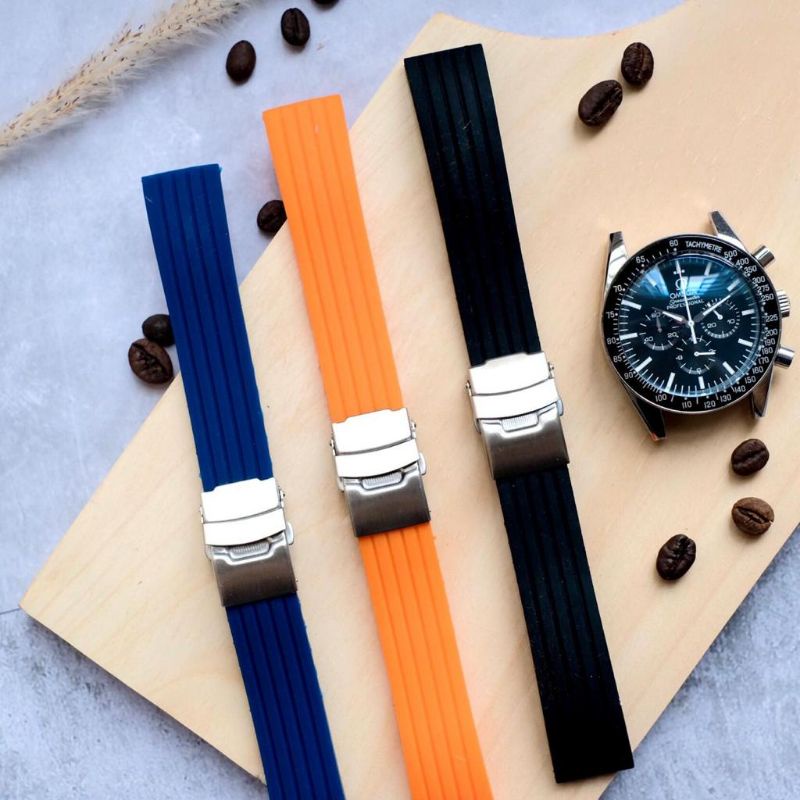 Strap Tali Jam Silicon Omega Seiko 5 Rubber Diver Tali Jam Tangan Cowok Pria 22mm