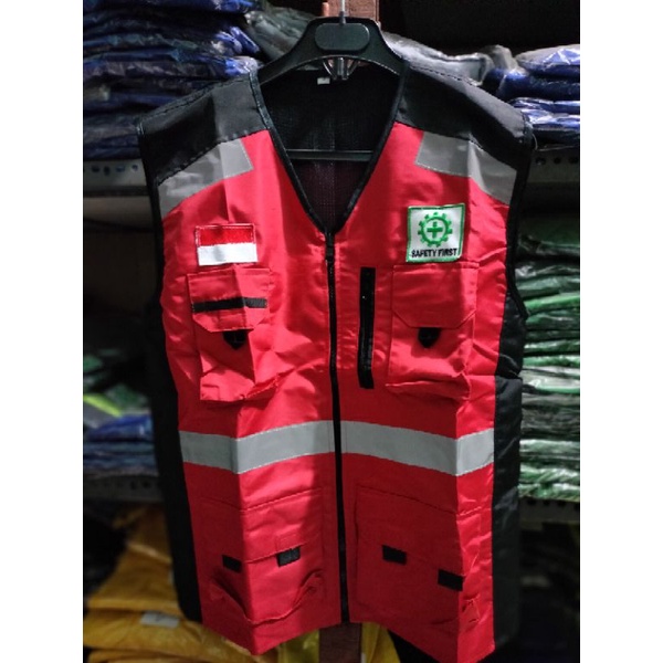 ROMPI SAFETY BAHAN FULL TASLAN MERAH HITAM