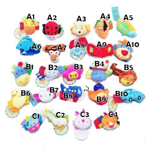 Gelang Anak Bayi Rattle Bunyi Boneka Pink Hijau Putih Biru
