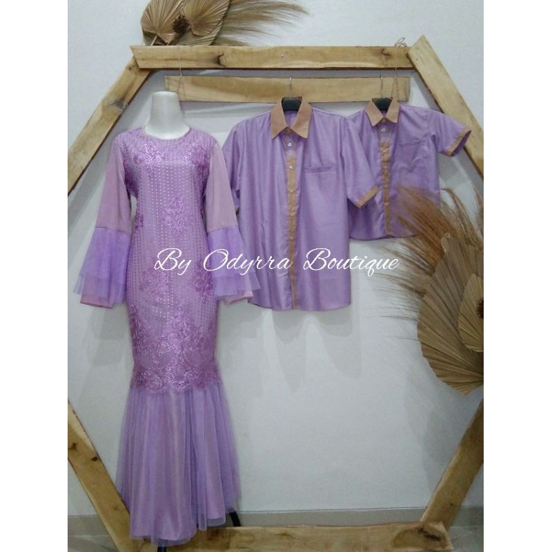 Couple Family Custom Gamis Ibu dan Kemeja Ayah Anak