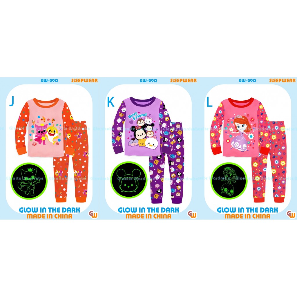 PIYAMA GW 290 GLOW IN THE DARK PAJAMAS ANAK BAJU TIDUR ANAK SLEEPSUIT ANAK