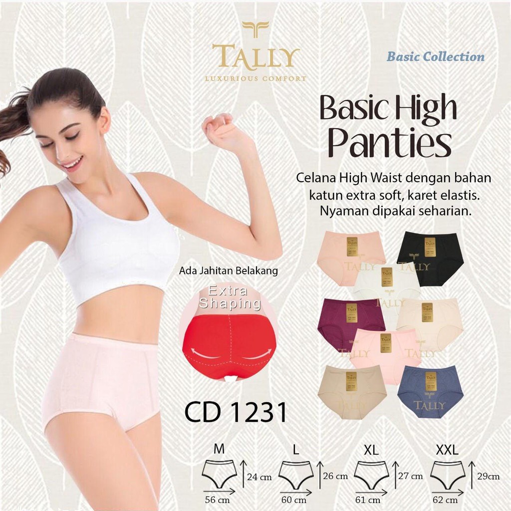 TALLY CD CELANA DALAM HIGH WAIST 1231 | BAHAN KATUN | ADA JAHITAN DI BAGIAN BELAKANG | SIZE M - XXL