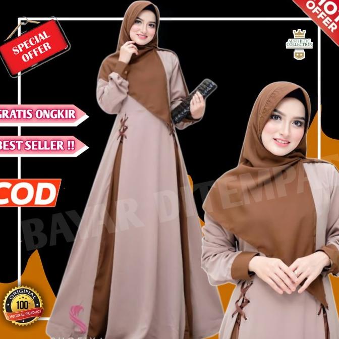 COD Murah 2021 Syar Terbaru Gamis Jumbo Remaja Hanumi Syari Muslim i Bruka